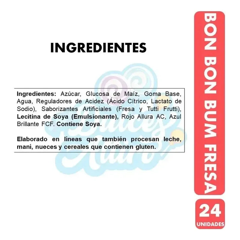 Coyac Bon Bon Bum Sabor Fresa (bolsa Con 24 Unidades)