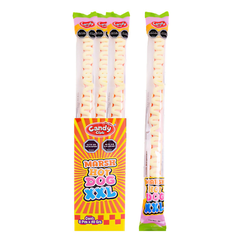 Marshmallow En Forma De Hot Dog Xxl (display 6 Unidades)