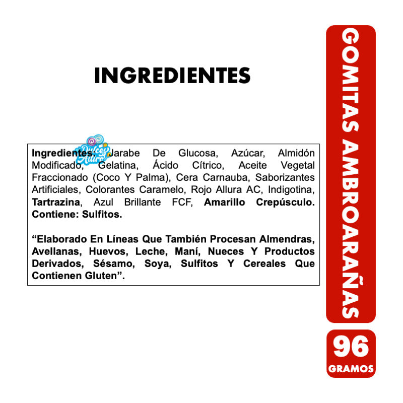 Dulces Para Halloween - Gomitas En Forma De Arañas (96 Gr)