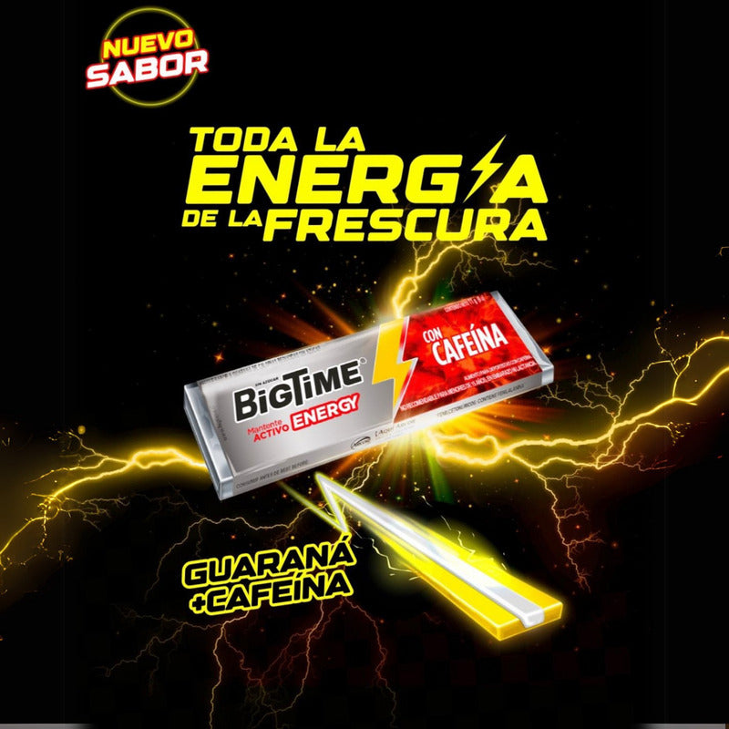 Chicle Bigtime Energy Sin Azúcar (caja Con 20 Unidades)