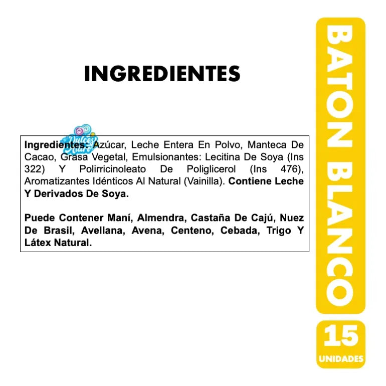 Batón Chocolate Blanco De Garoto (caja Con 15 Unidades)