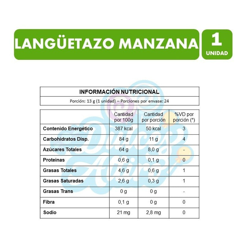 Langüetazo Manzana - Caramelos Masticables (caja Con 24 Un)