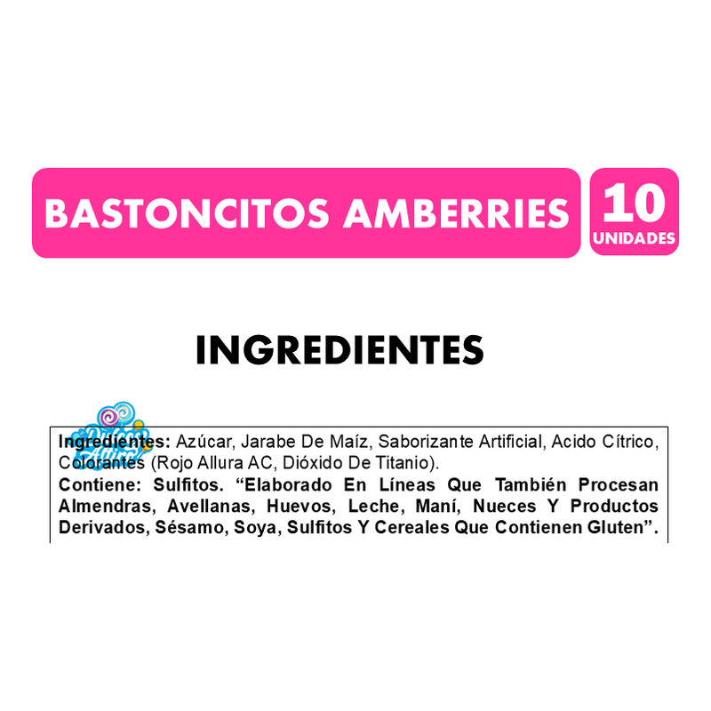 Bastones De Navidad Amberries - Display Con 10 Unidades