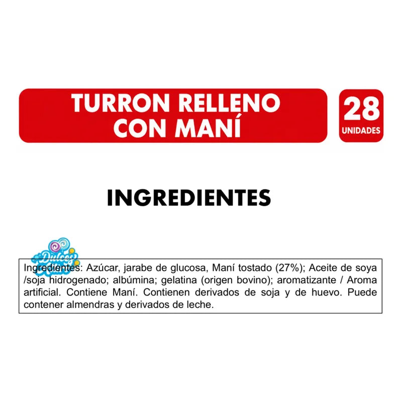 Turrón De Maní Dos En Uno - Caja Con 28 Unidades