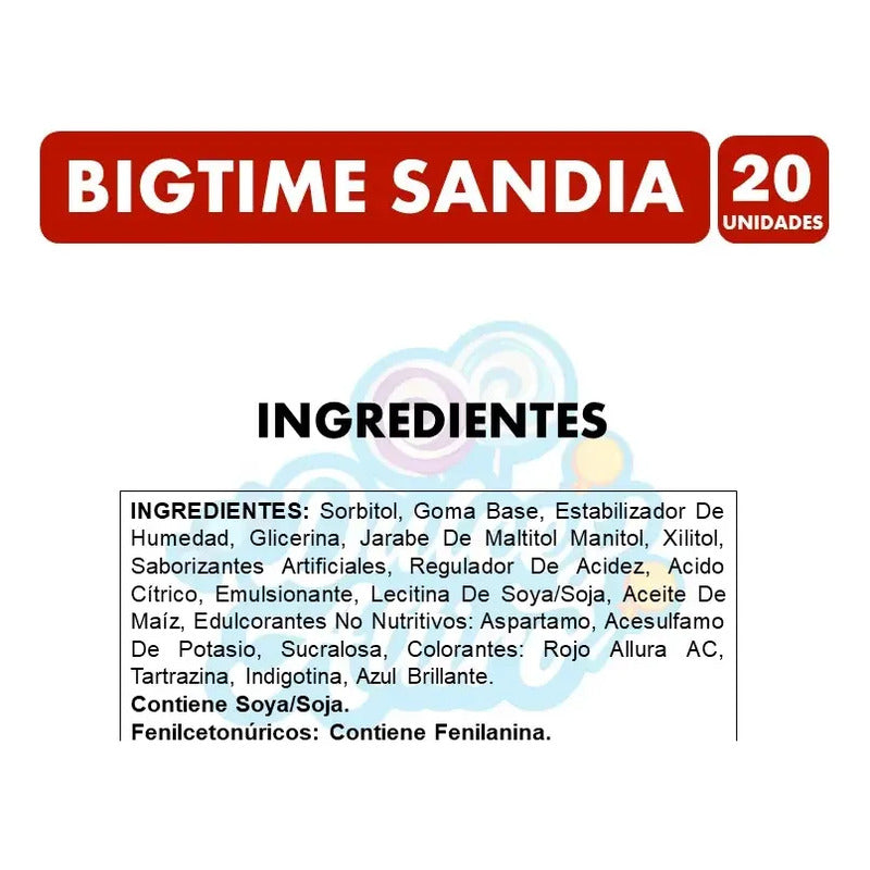 Chicle Sabor Sandia Bigtime (display Con 20 Unidades)