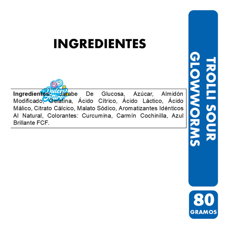 Gomitas Trolli Sour Glowworms - Forma De Gusanos (80 Gramos)