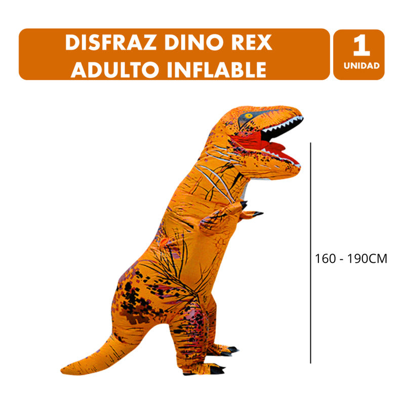 Disfraz Inflable Dinosaurio T-rex Inflable Adulto 160 -190cm Café