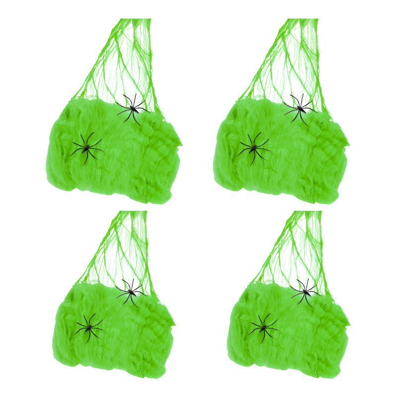 Pack Telaraña Halloween Decoración Color Verde (4 Unidades)