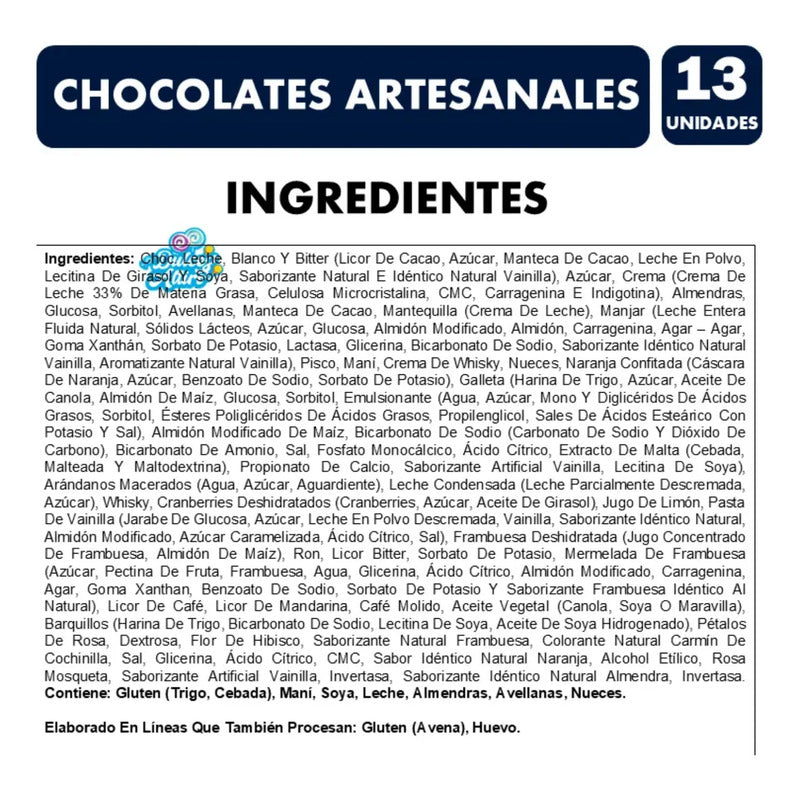 Caja De Bombones De Chocolates Surtidos Entre Lagos (13un)