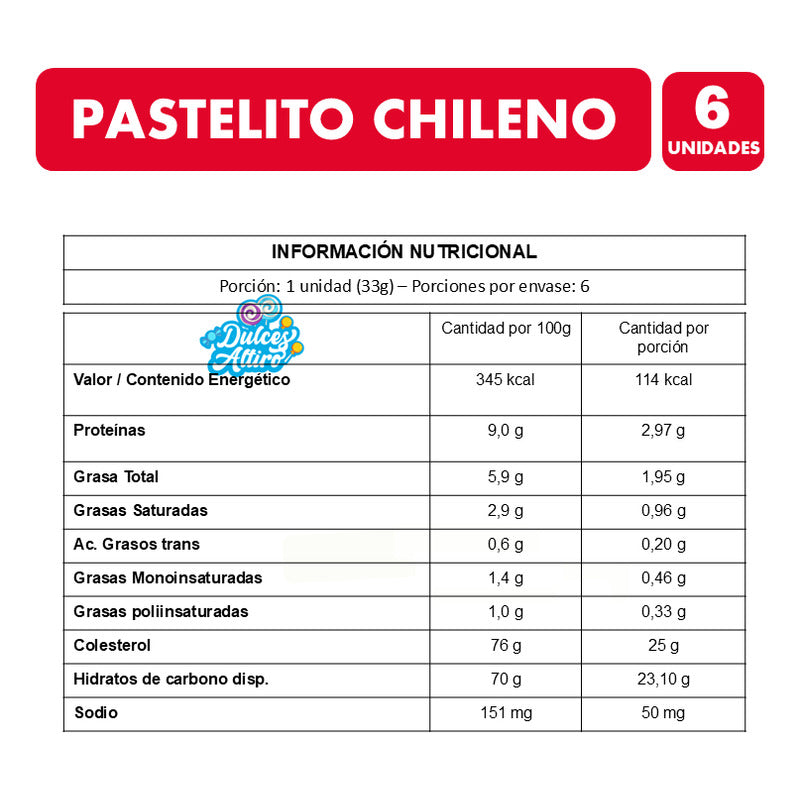Pastel Artesanal Chileno Con Manjar Curacavi (display 6 Un)