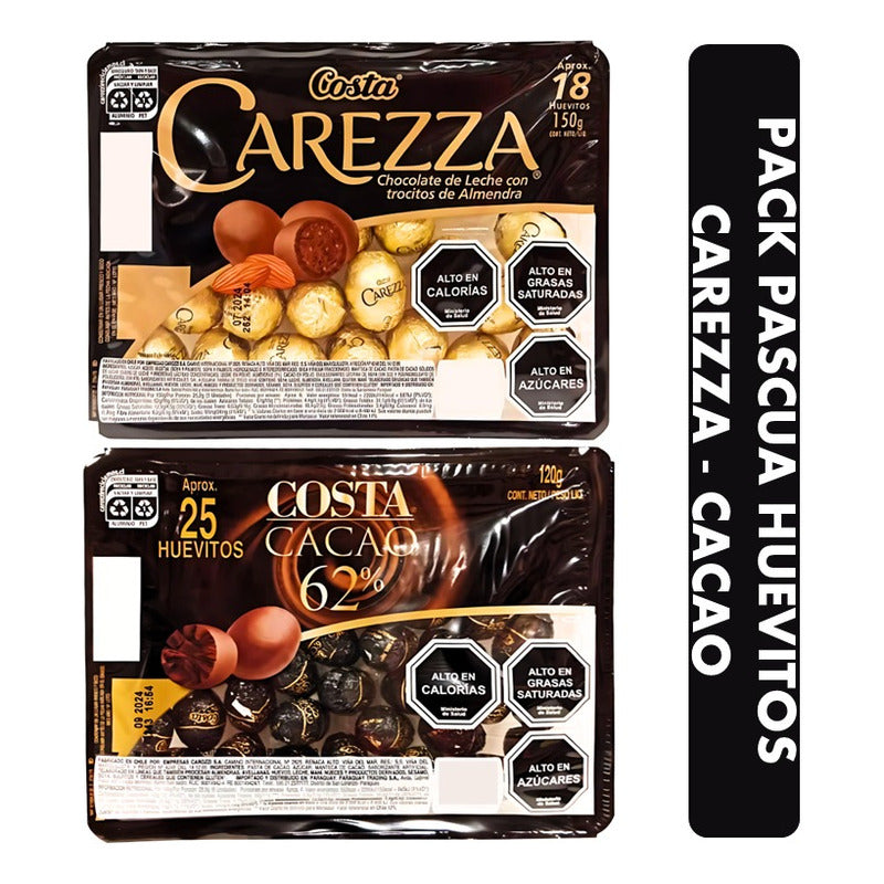 Pack Bandeja Huevitos De Pascua Carezza + Costa Cacao 62%