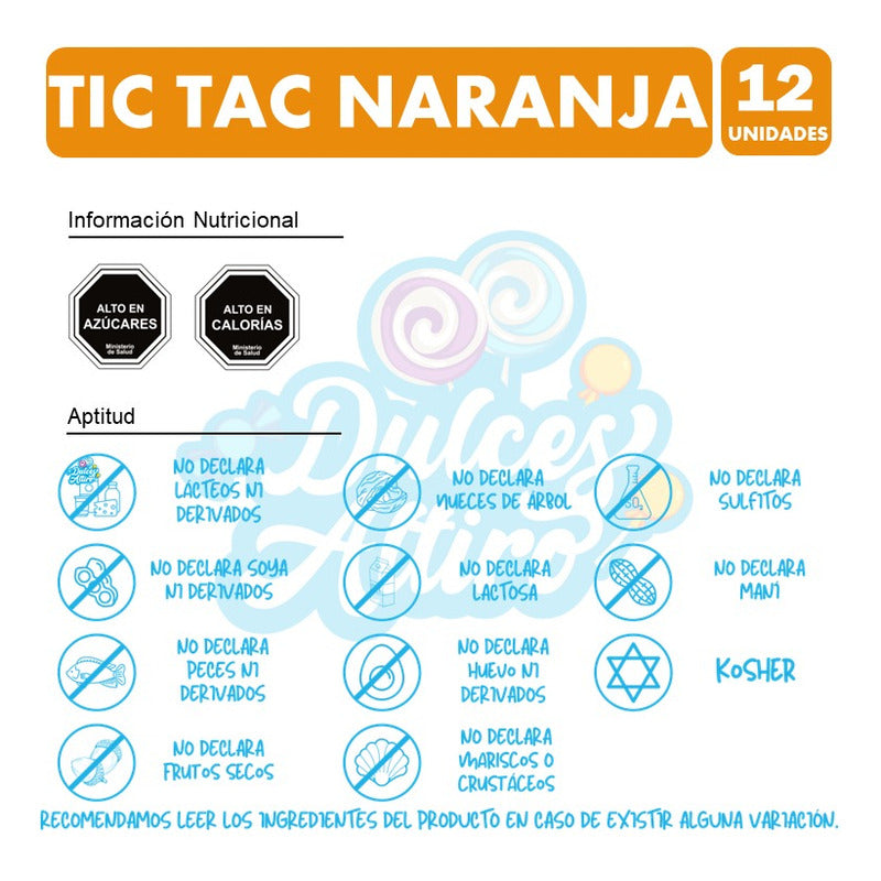 Caramelo Tic Tac Naranja (caja Con 12 Unidades)