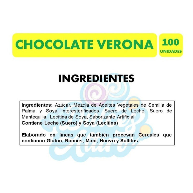 Chocolate Verona Blanco -clásico De Infancia (bolsa De 100)