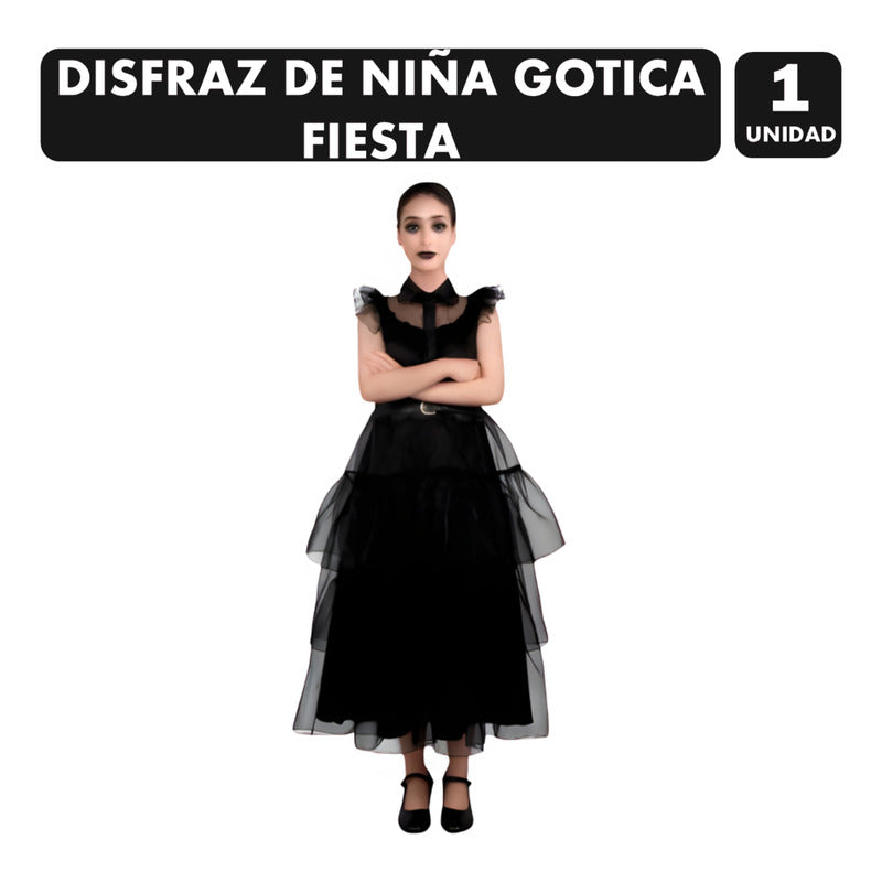 Disfraz Niña Gótica De Fiesta Especial Halloween Negro Niña 10-12