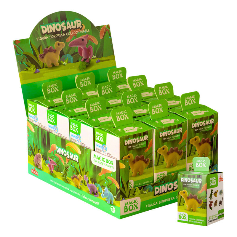 Juguetes Para Cumpleaños - Caja De 12 Dinosaurios Y Dulces