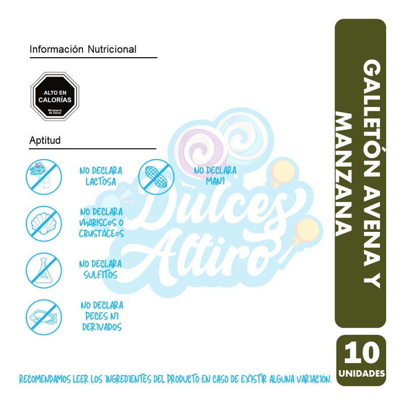 Galletones Sabor Avena Y Manzana Para Colación(pack Con 10u)