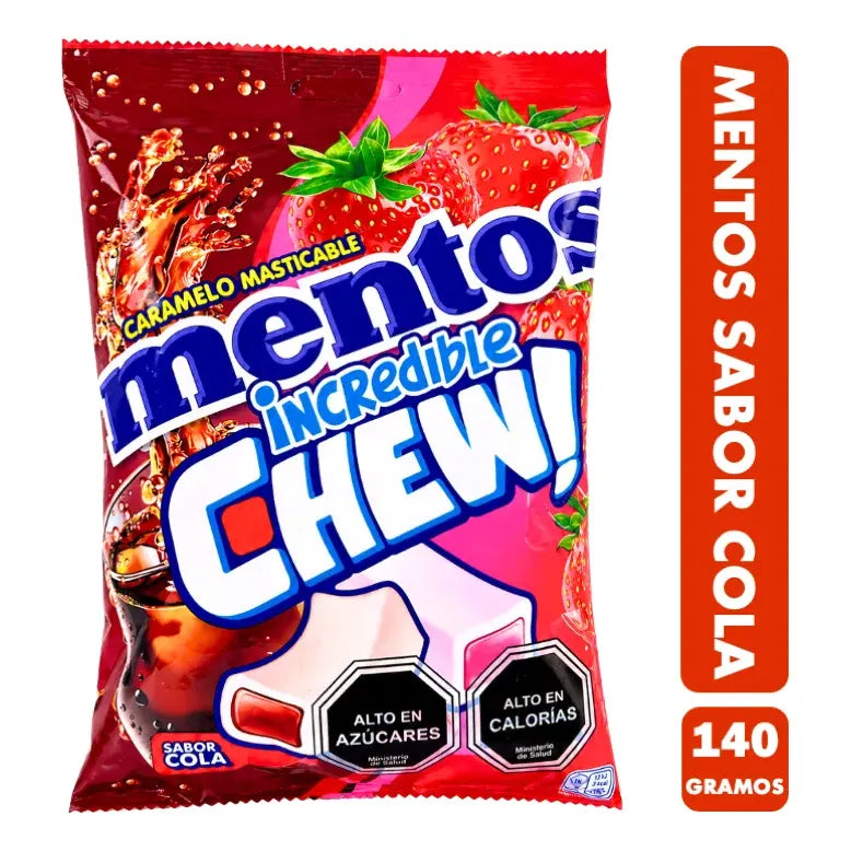 Caramelos Masticables Mentos Chew Sabor Cola Y Fresa (140gr)