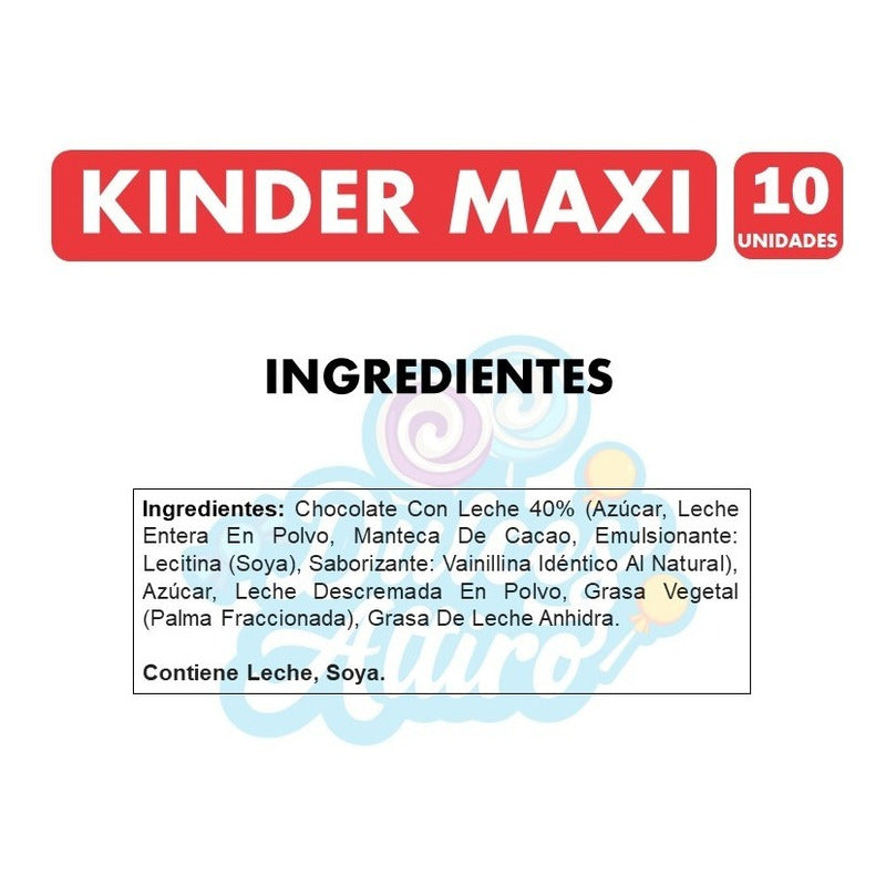 Kinder Maxi, Chocolate De Leche - Pack De 10 Barras De 21gr.