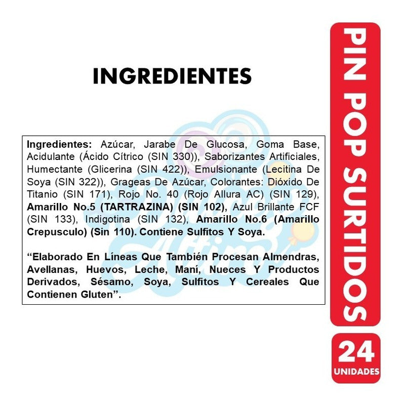 Caramelo Pin Pop Surtidos Bolsa Con 24 Coyacks