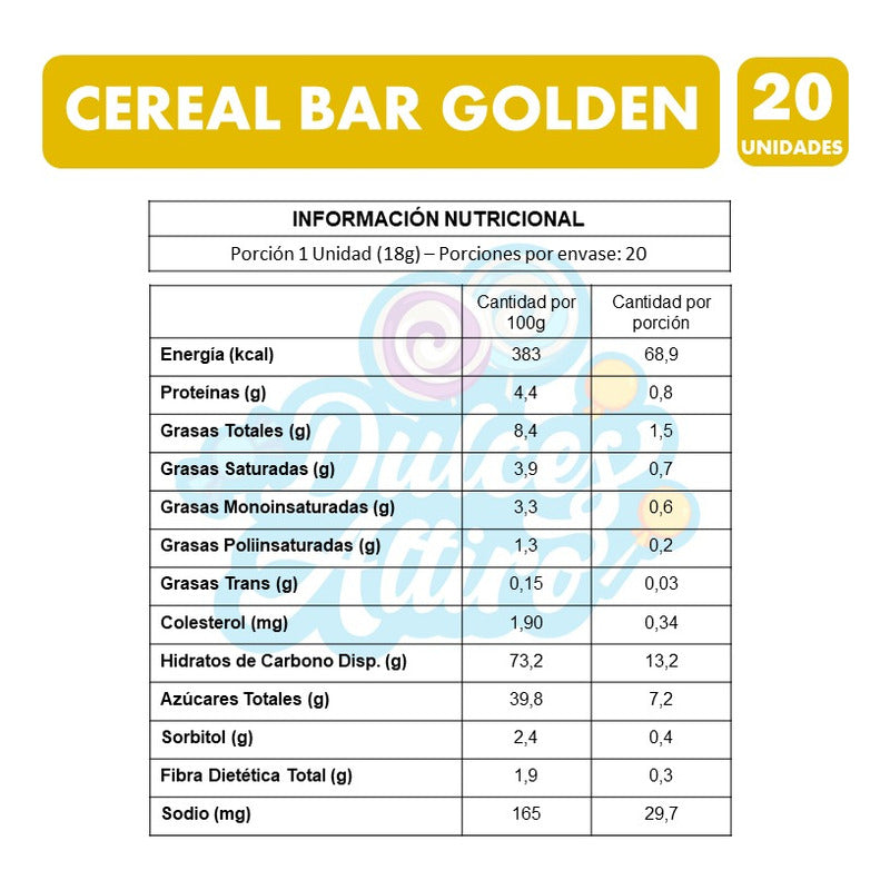 Cereal Bar Golden - Barra De Cereal Con Miel (caja Con 20un)