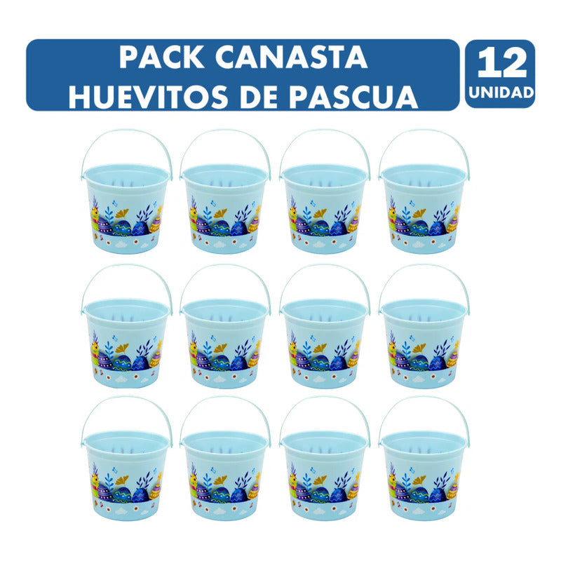 Pack De 12 Baldes Para Huevitos De Pascua (color Celeste)