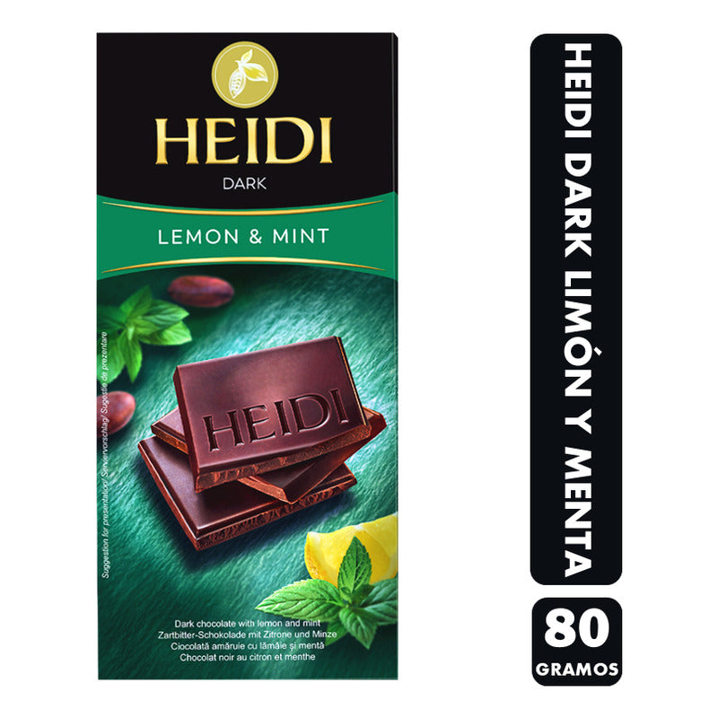Chocolate Heidi Dark Limón Y Menta - Vegano (barra De 80gr)