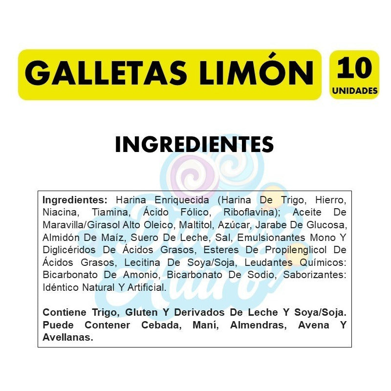 Galletas Sabor Limón Especial Colación Dosenuno(pack De 10u)