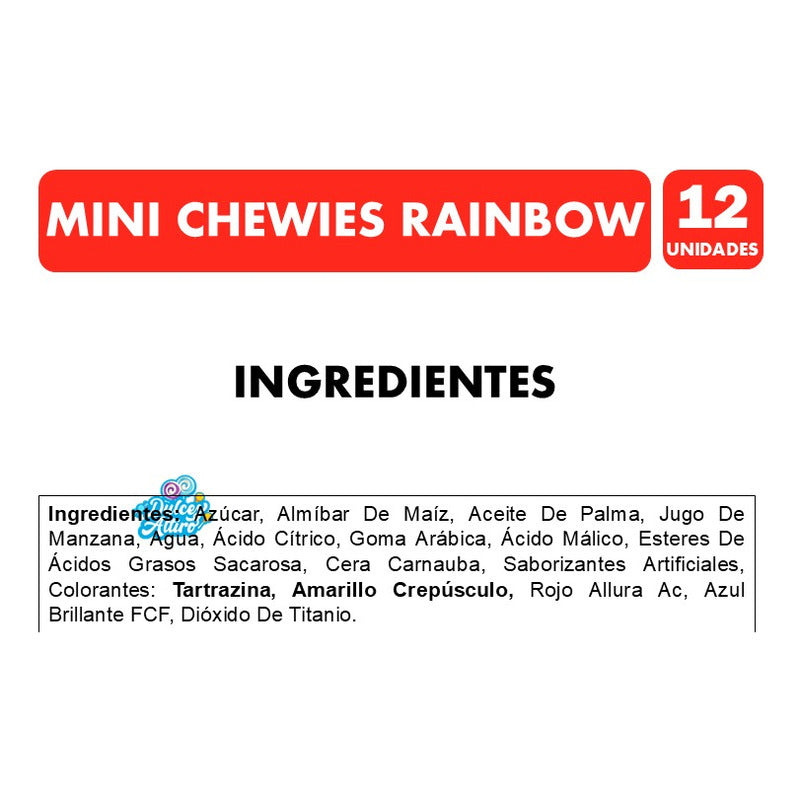 Mini Chewies - Masticables Sabores Frutales (12 Tubos)