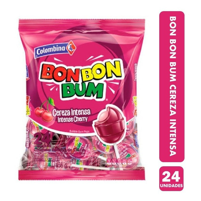 Bolsa Coyac Caramelos Bon Bon Bum Cereza Intensa Con 24un