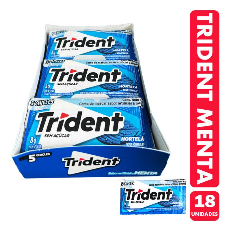 Trident Azul - Chicle Sabor Menta Suave (caja Con 18 Uni)