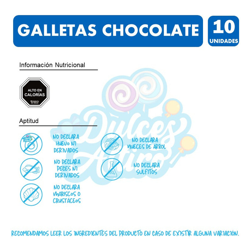 Galletas Sabor Chocolate Dosenuno Para Colación(pack De 10u)