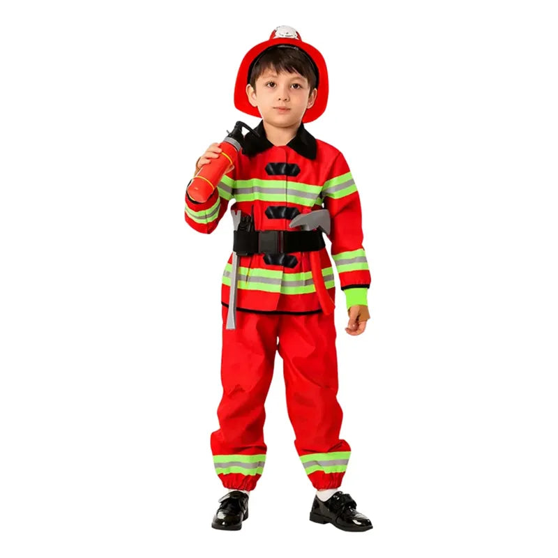 Traje Disfraz De Bombero Infantil Color Rojo (talla 7-9) Rojo 7-9