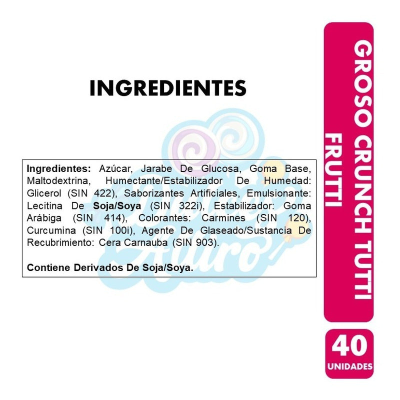 Grosso Crunch Tutti Frutti De Arcor (caja Con 40 Chicles)