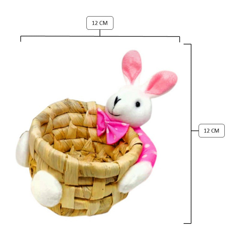 Pack Canasto Huevos De Pascua-canasto Conejo Rosa(pack De 6)