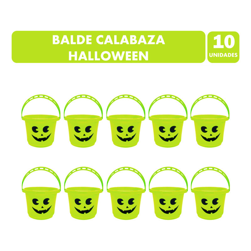 Baldes Para Halloween En Pack Conveniente 10 Unidades Verde