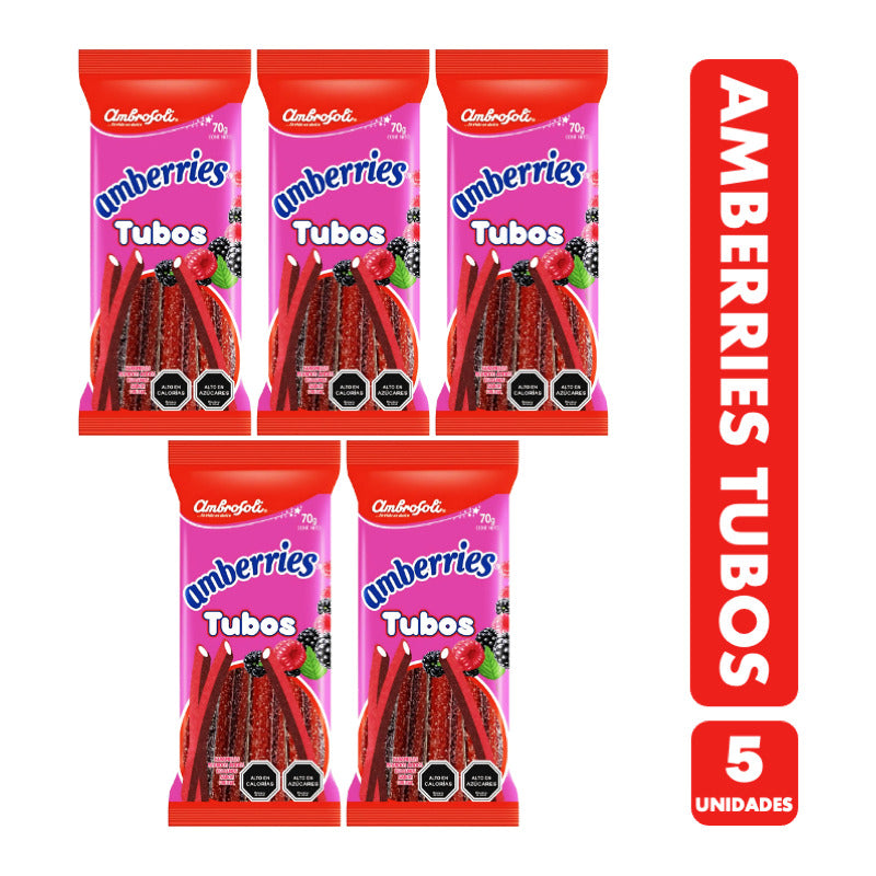 Amberries Tubos - Gomitas Rellenas Sabor Frutal (pack 5 Uni)
