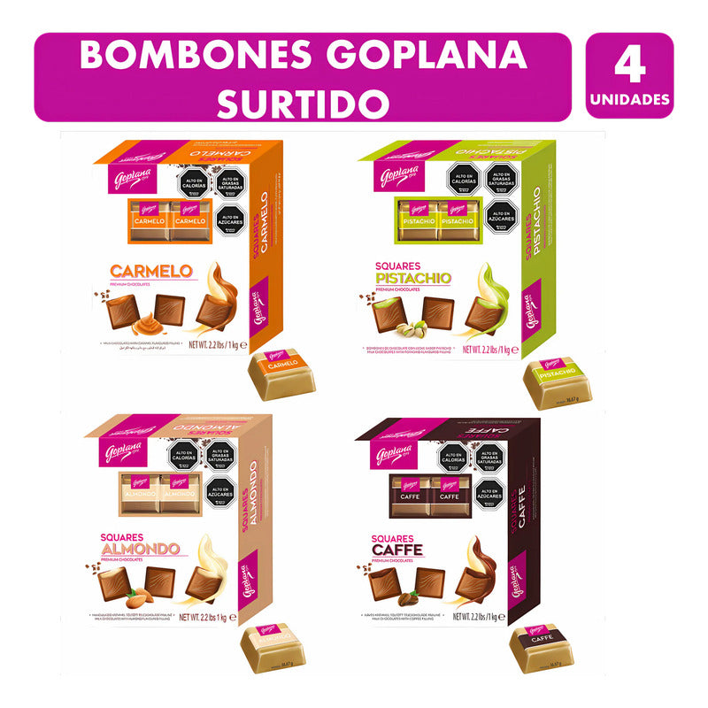 Bombones Squares Goplana Sabores Surtidos (pack De 4 Cajas)
