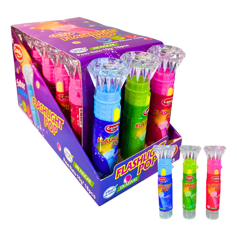 Flashlight Pop - Linterna Con Caramelos Sin Azúcar (18 Uni)