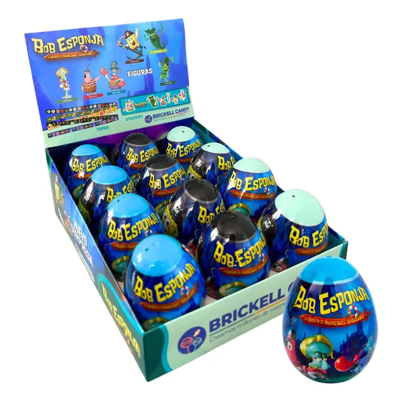 Huevo Sorpresa Bob Esponja Brickell Candy (display 12 Uni)