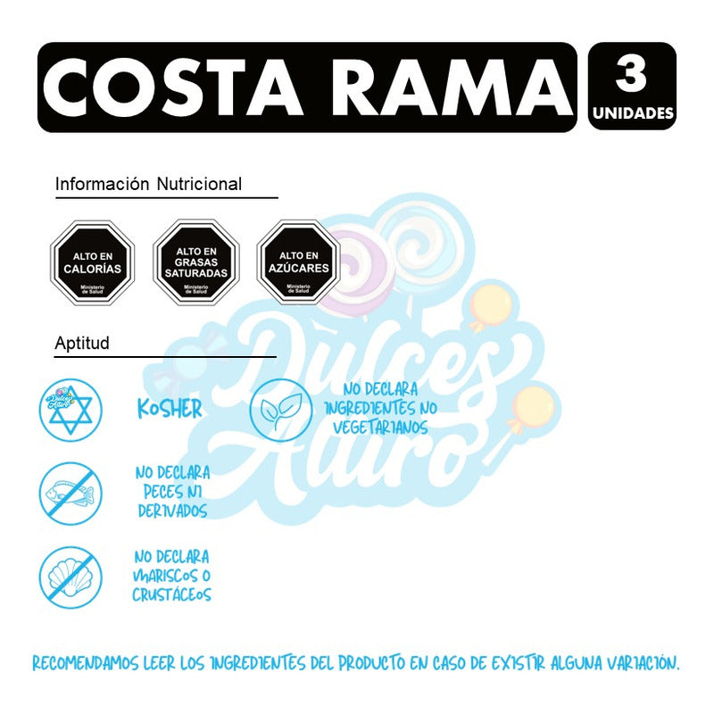 Chocolate Costa Rama 40 Gramos - Marca Costa(pack Con 3 Uni)