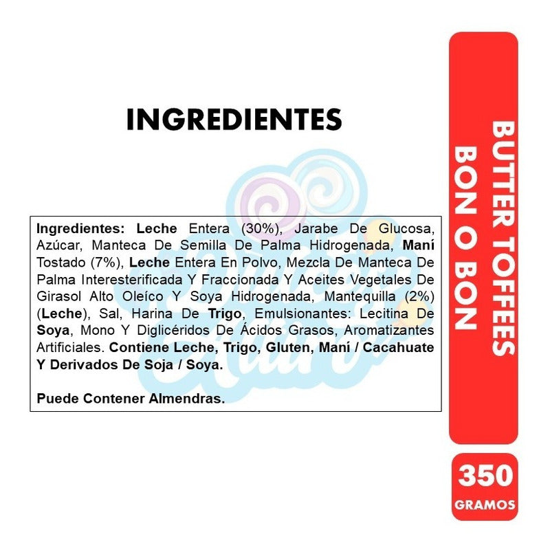 Caramelo Butter Toffes Bon O Bon - Bolsa Con 57 Unid Aprox.