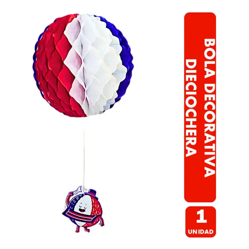 Decoración Esfera Colgante Especial Fiestas Patrias Rojo Azul Y Blanco Esfera Colgante