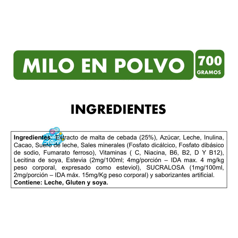 Saborizante Para Leche Milo En Polvo De Nestlé - Tarro 700g