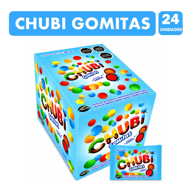Chubi Gomitas Arcor Sabor Frutal - Display 20 Unidades X 20g