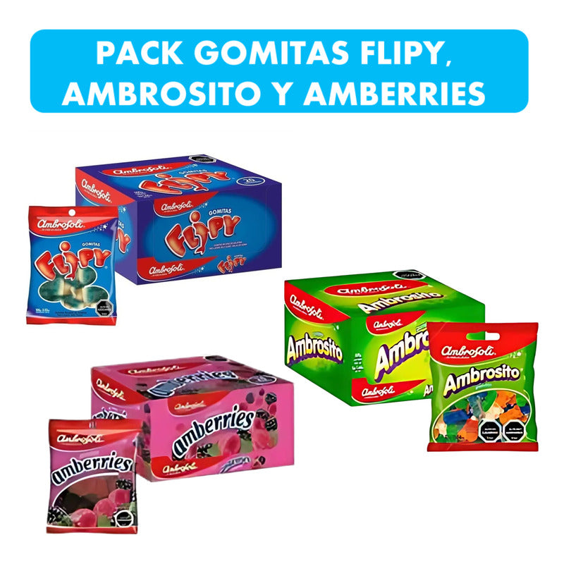 Pack Gomitas Ambrosito, Flipy Y Amberries (20un C/u)