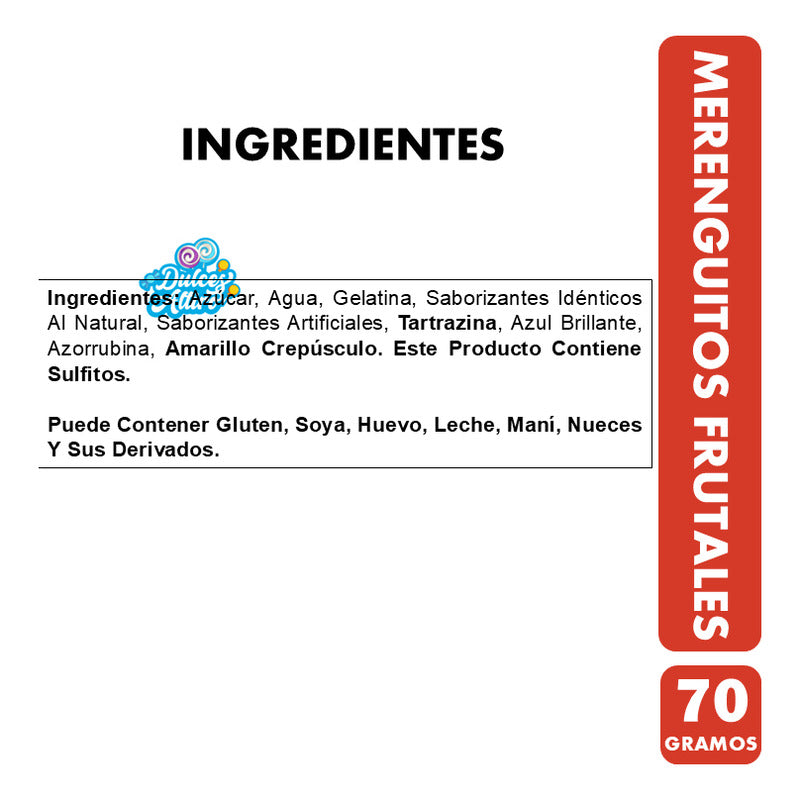 Merenguitos Mini Sabores Frutales De Spak (bolsa Con 70 Gr)