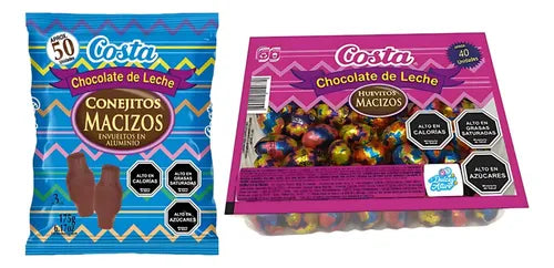Pack De Pascua - 50 Huevitos De Chocolate + 40 Conejos Costa