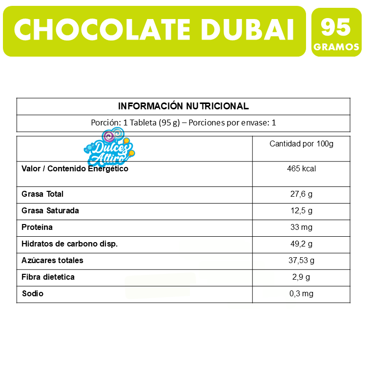 PREVENTA Chocolate Dubai - Chocolate Viral (Tableta de 95gr) - ENTREGA DESDE 31 DE AGOSTO